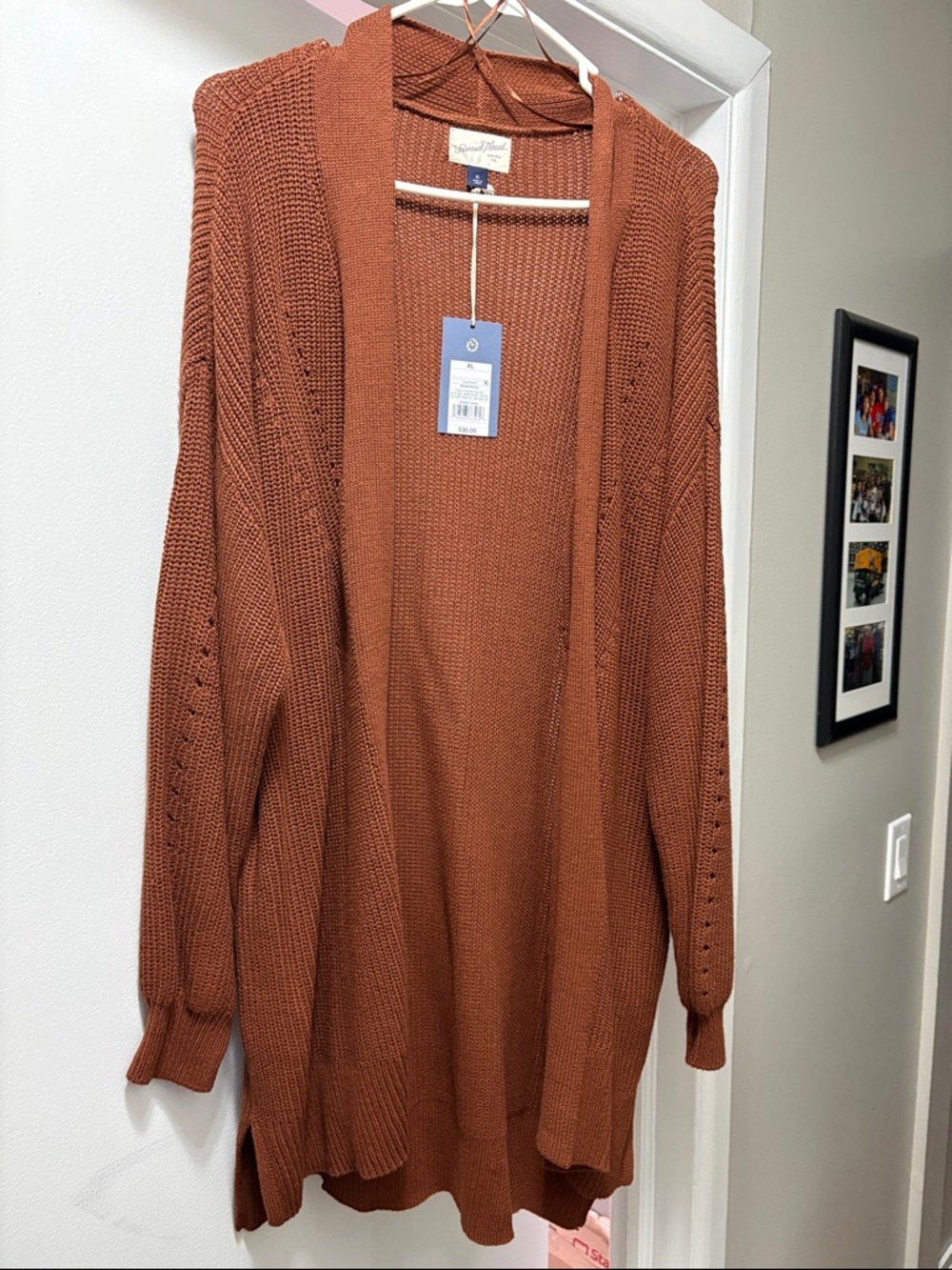 Caslon Rust Open-Front Knit Cardigan